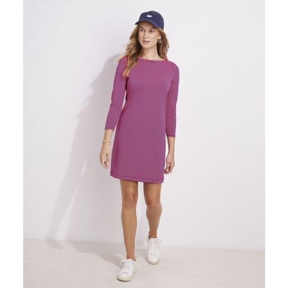 Vineyard Vines Women’s Boatneck Striped Sankaty UPF 50+ Red/Navy - Picture 1 of 12